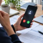 Cyberattaque ASP : illustration d’un appel téléphonique reçu devant des documents administratifs