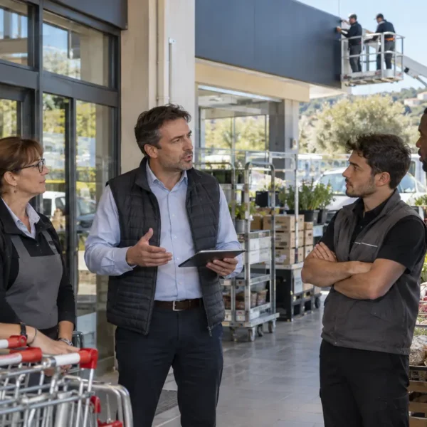 Magasins Auchan du Var préparant un changement d’enseigne avec leurs salariés