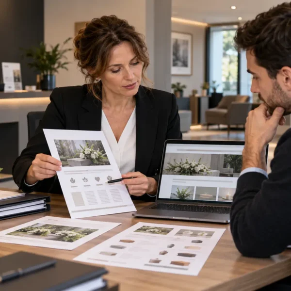 Notice funéraire obligatoire : dirigeants d’une entreprise de pompes funèbres préparant leur conformité