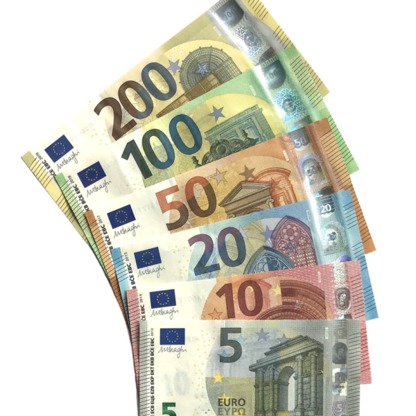 Nouveaux billets en euros : série actuelle des billets de 5 à 200 euros