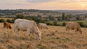 Sécheresse et élevage : illustration de bovins dans une prairie desséchée