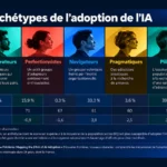 Infographie Cognizant sur l’adoption de l’IA au travail, présentant sept profils de salariés et leurs proportions dans l’étude.
