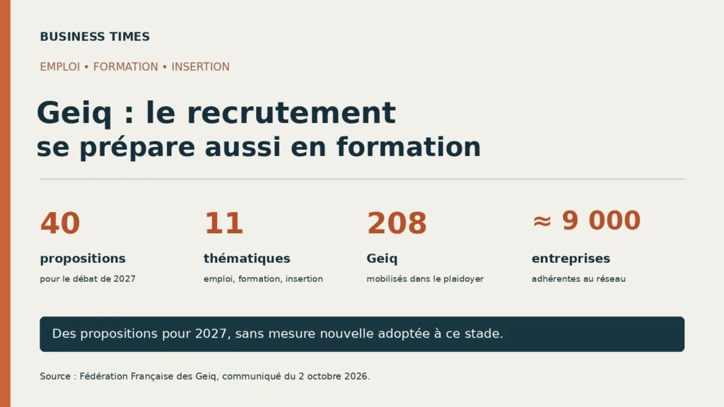 Plaidoyer des Geiq : 40 propositions, 11 thématiques, 208 groupements et près de 9 000 entreprises adhérentes.