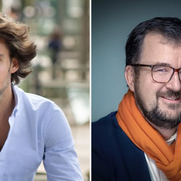 Portraits de Ludovic de Gromard à gauche et de Bertrand Badré à droite, réunis dans un montage.