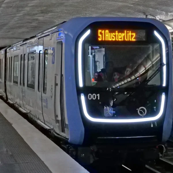 Une rame MF 19 dans la station Javel – André Citroën du métro parisien.