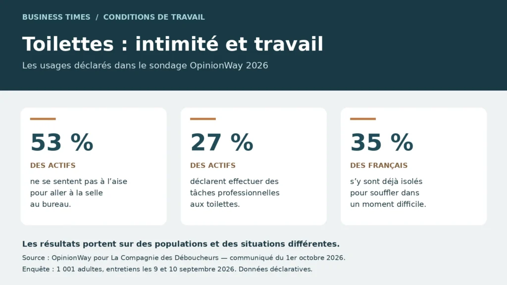 Toilettes au travail : gêne au bureau, connexion persistante